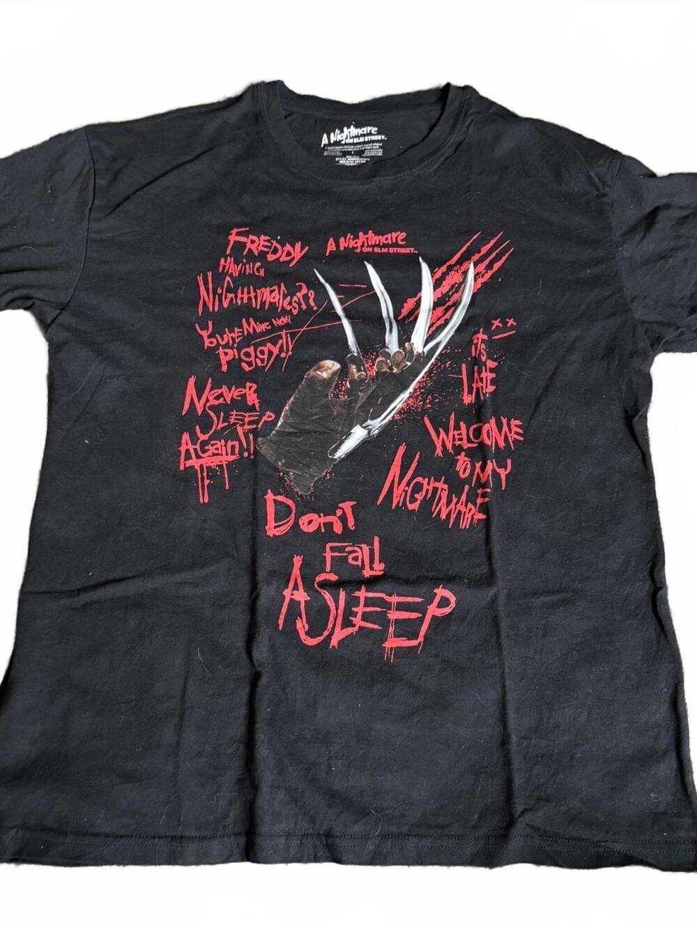 Nightmare on Elm Street Freddy Krueger Black Graphic Horror T-Shirt Size Large